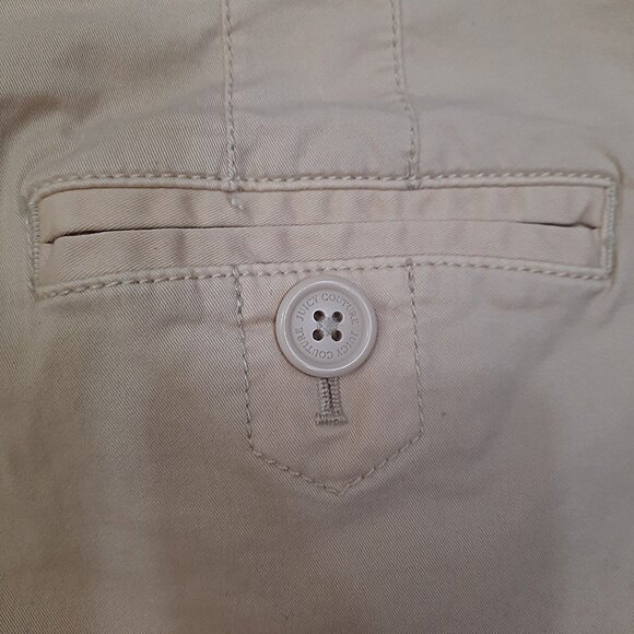 Vintage Y2K Juicy Couture Beige Chino Mini Shorts With Buttons Size 6 Mid Rise - Picture 5 of 7